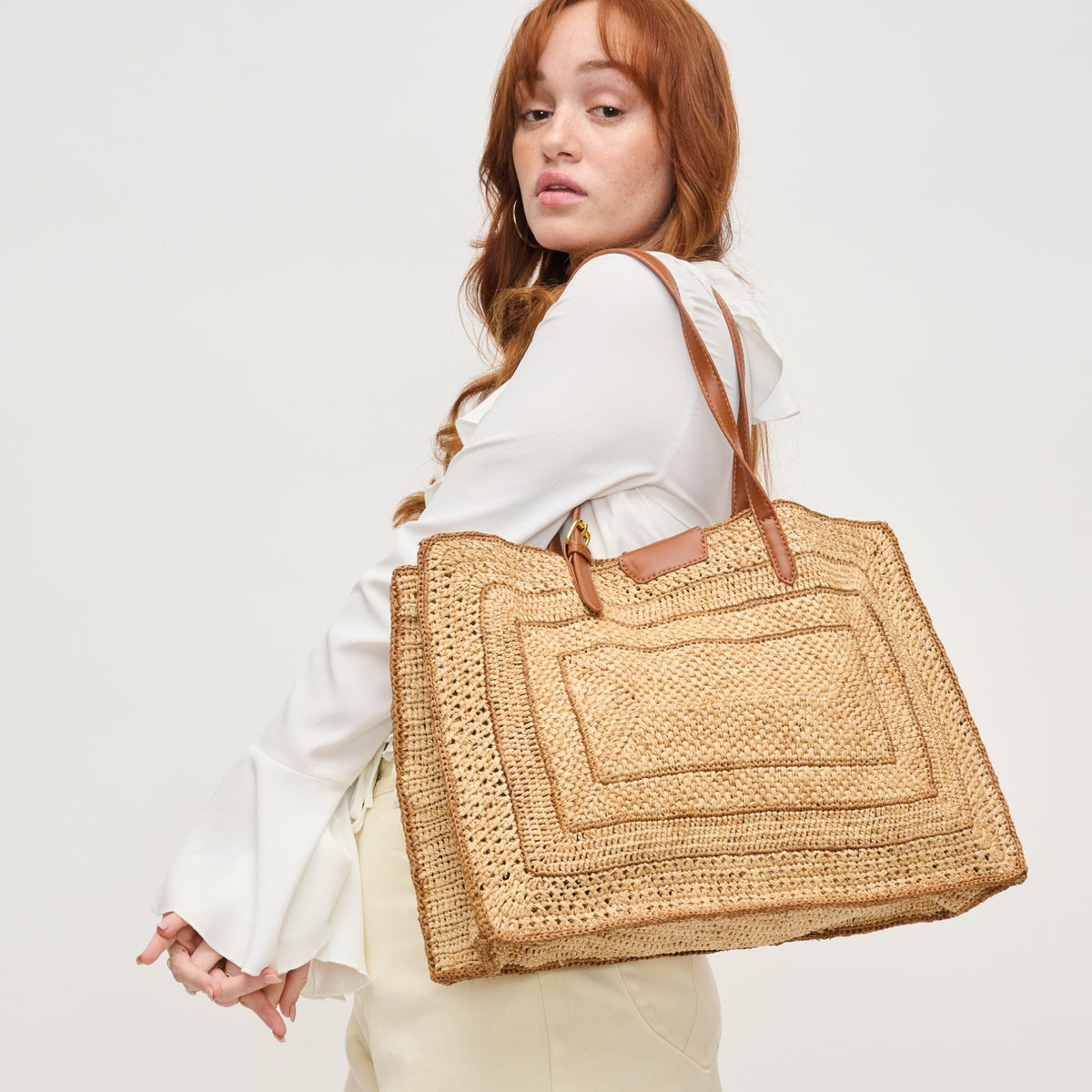 Woman wearing Natural Urban Expressions Demi Tote 840611153883 View 2 | Natural