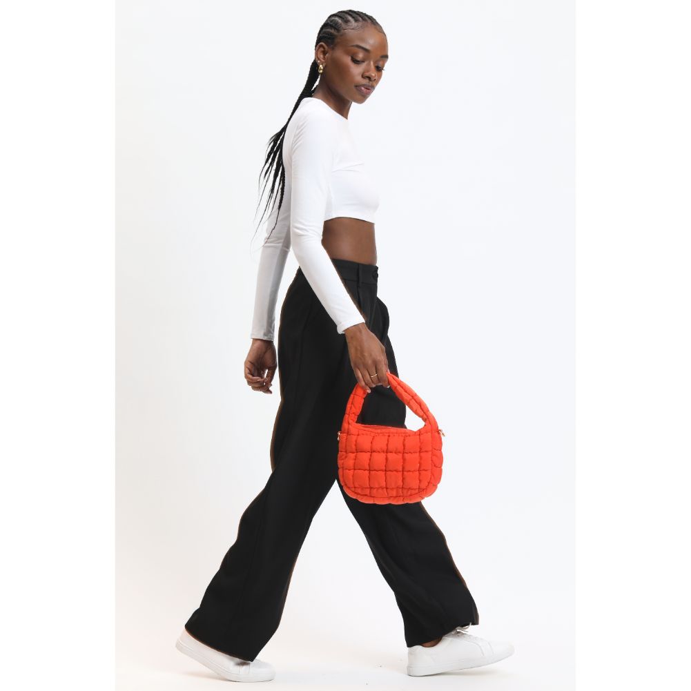 Woman wearing Tangerine Urban Expressions Leo Crossbody 840611121172 View 4 | Tangerine