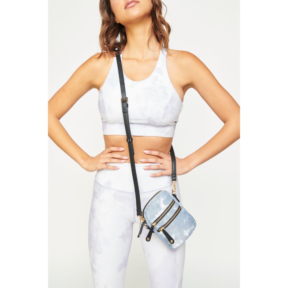 Woman wearing Slate Cloud Urban Expressions Evelyn Cell Phone Crossbody 840611182005 View 2 | Slate Cloud