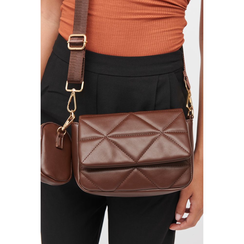 Woman wearing Espresso Urban Expressions Tasha Crossbody 840611185679 View 2 | Espresso