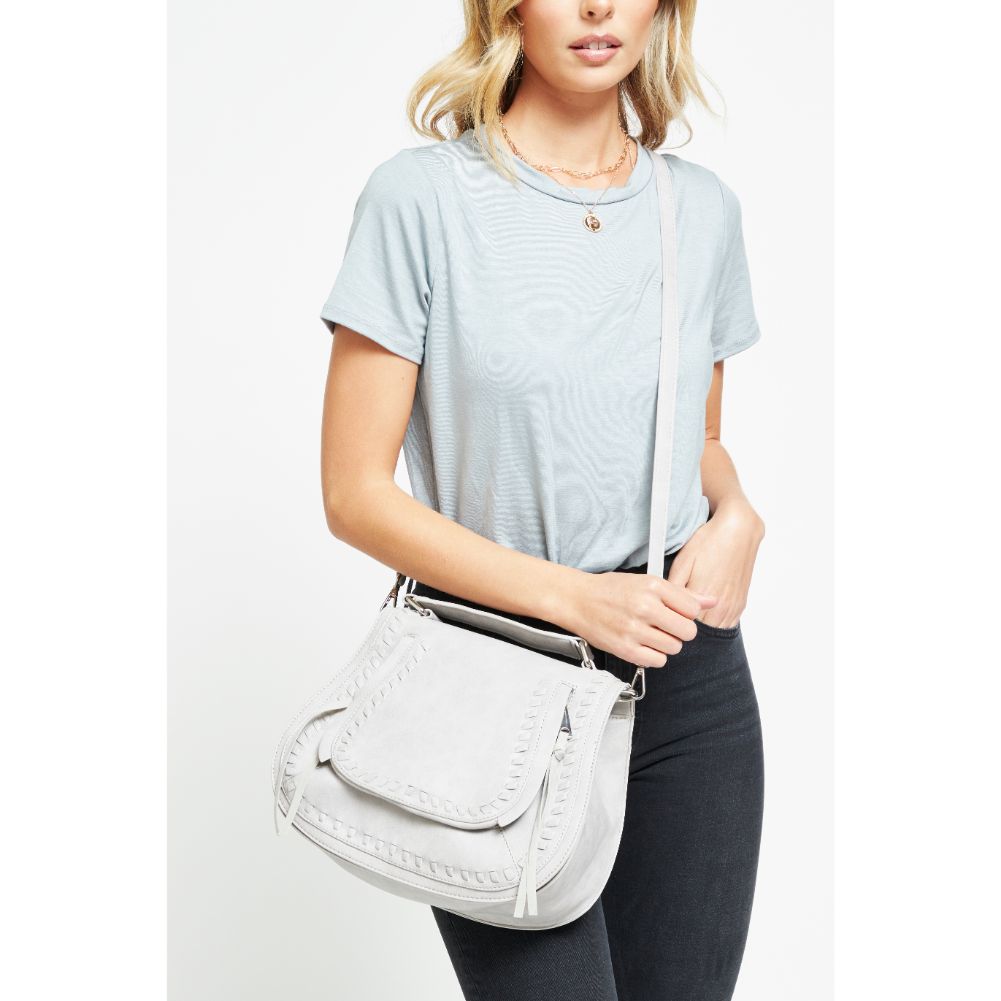 Woman wearing Dove Grey Urban Expressions Khloe Crossbody 840611176646 View 1 | Dove Grey