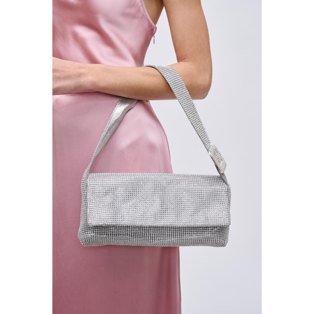Woman wearing Silver Urban Expressions Thelma Evening Bag 840611190512 View 1 | Silver