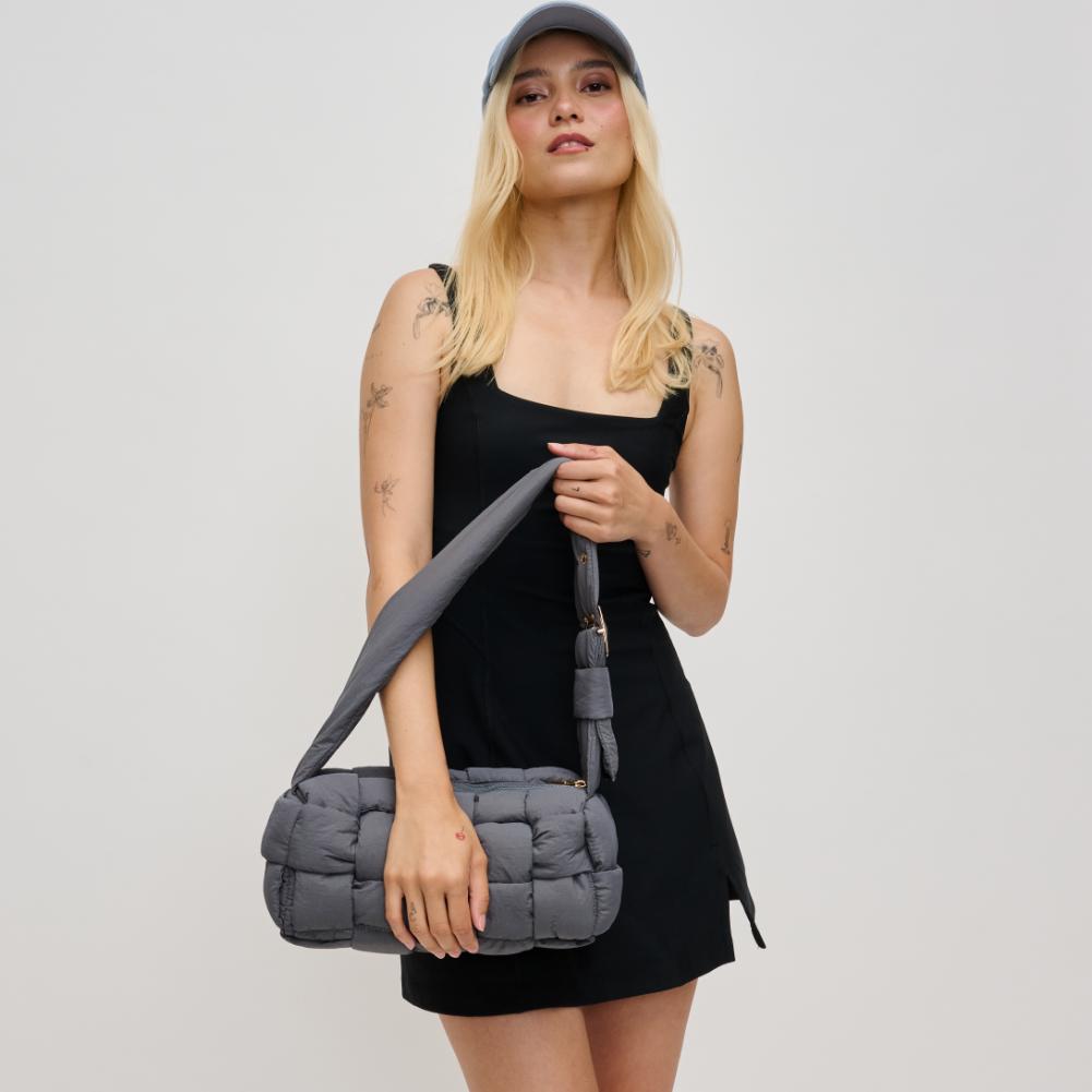 Woman wearing Carbon Urban Expressions Brett Shoulder Bag 840611193483 View 2 | Carbon