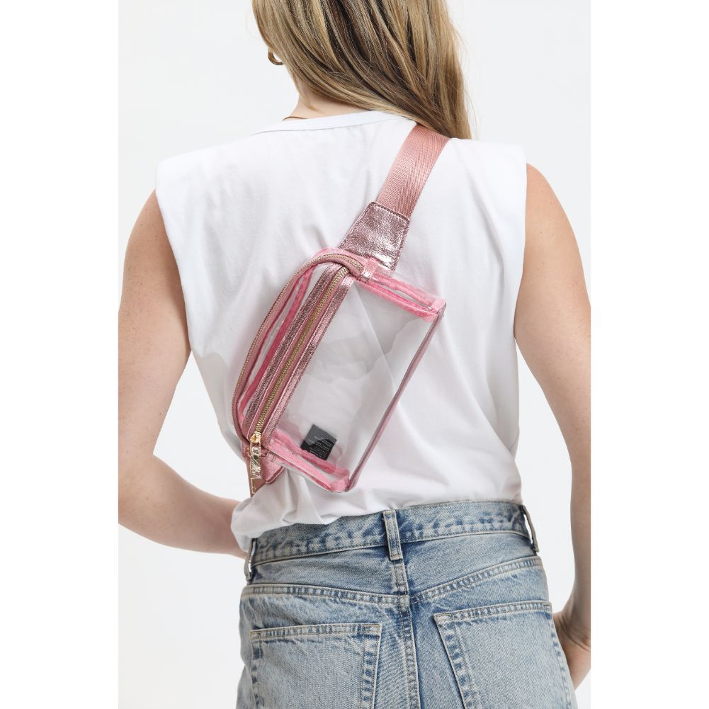 Woman wearing Pink Urban Expressions Air Belt Bag 840611120809 View 2 | Pink