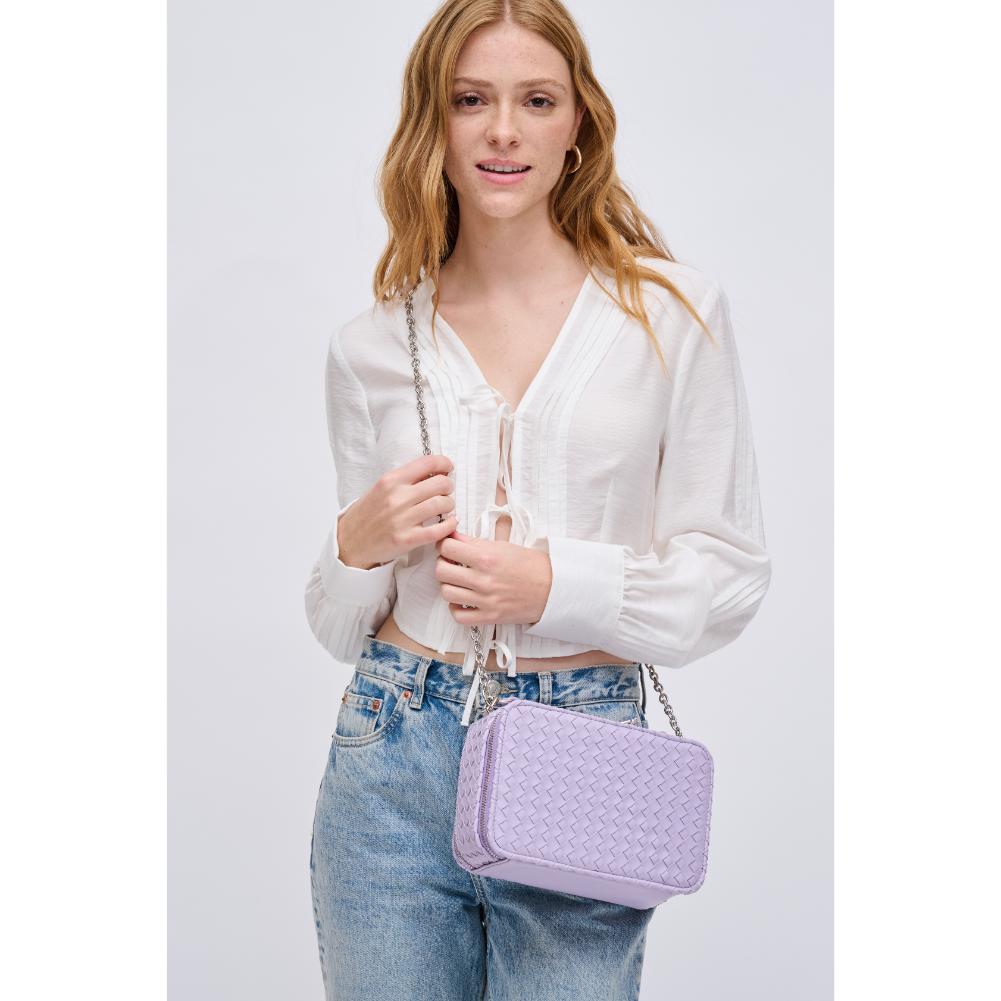 Woman wearing Lilac Urban Expressions Elle Crossbody 840611124487 View 3 | Lilac