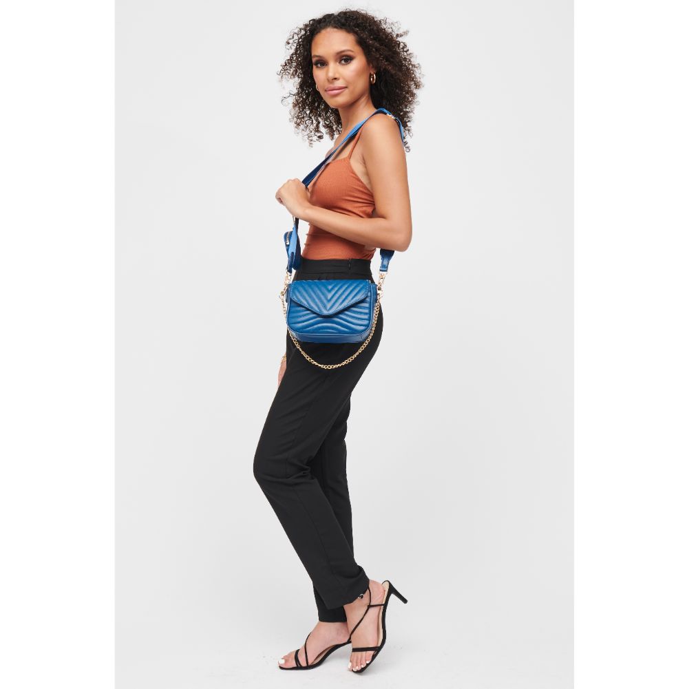 Woman wearing Denim Urban Expressions Rayne Crossbody 840611183088 View 2 | Denim