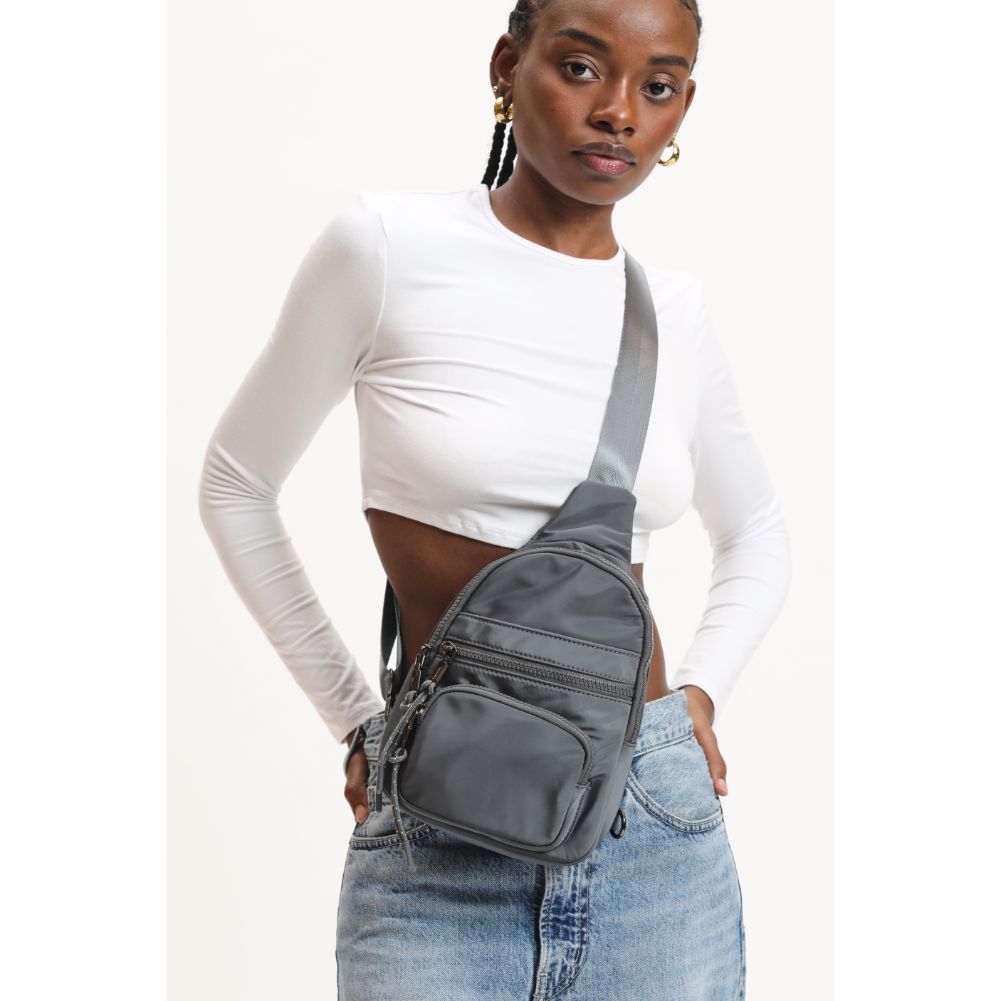 Woman wearing Carbon Urban Expressions Sid Sling Backpack 840611120670 View 1 | Carbon