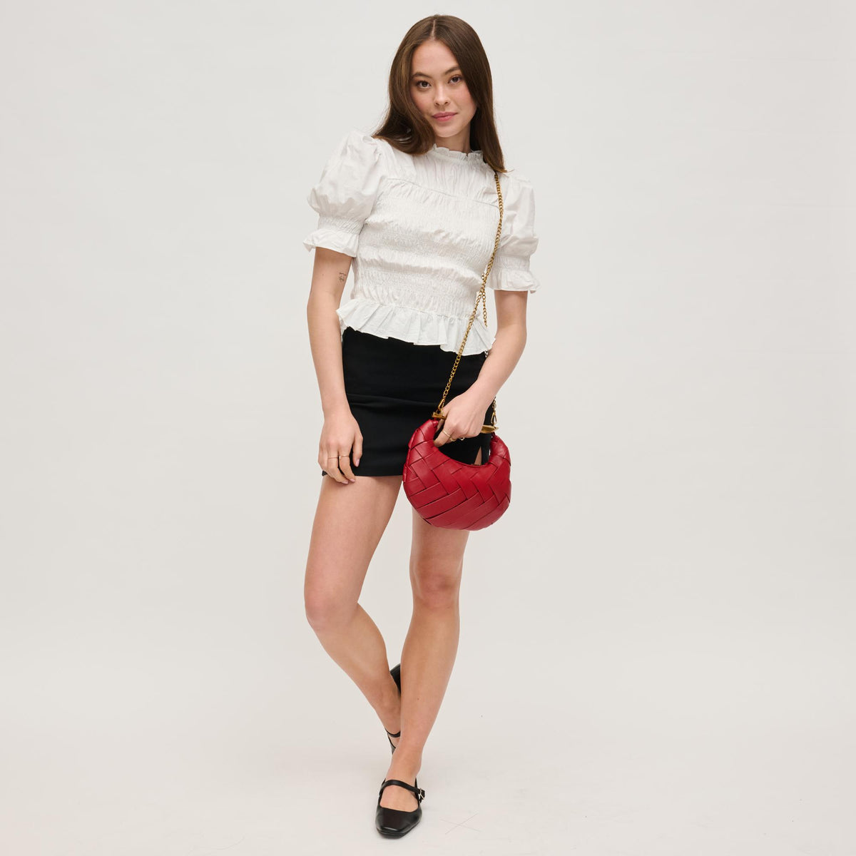 Woman wearing Red Urban Expressions Ursula Crossbody 840611143365 View 2 | Red