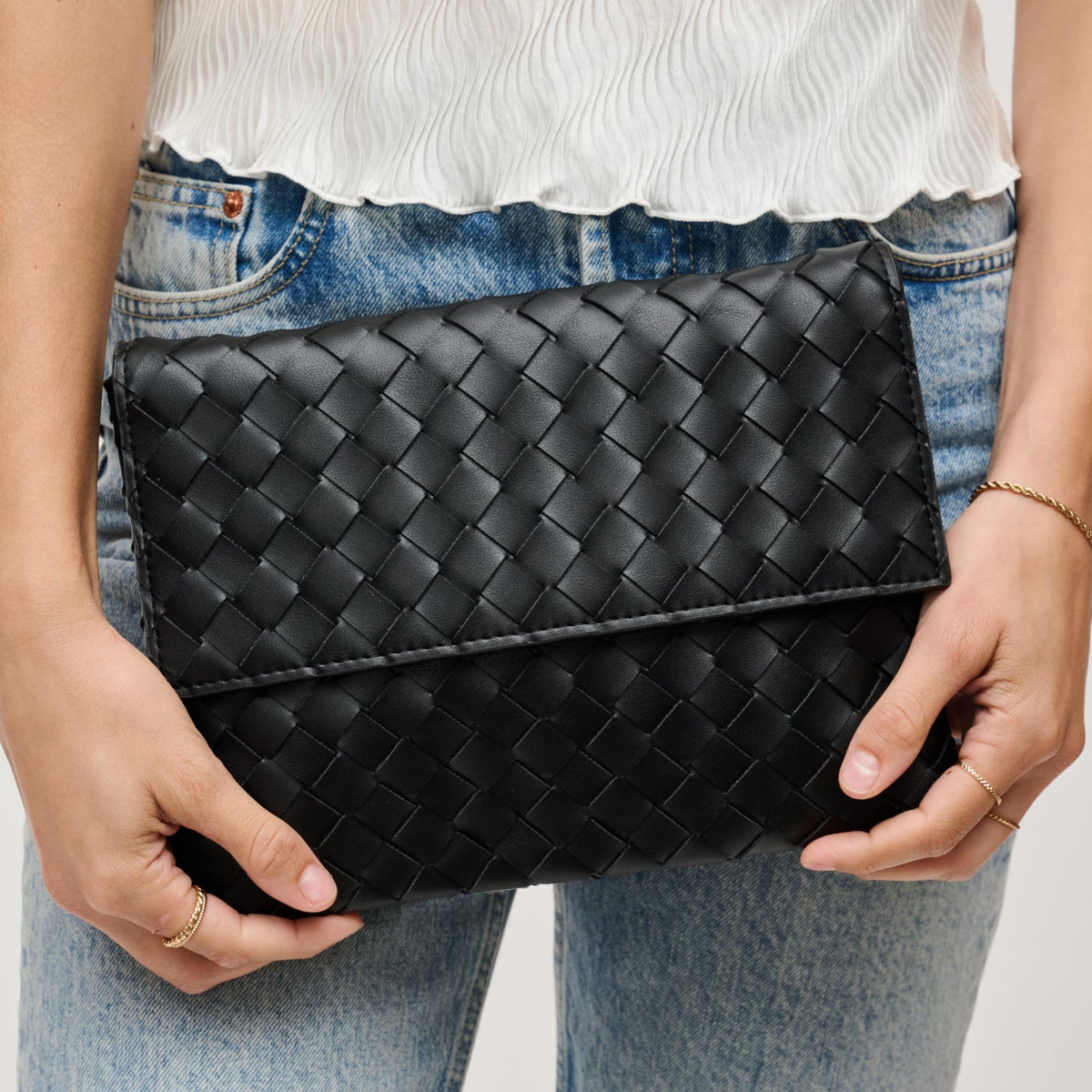 Woman wearing Black Urban Expressions Ivy Clutch 840611133298 View 4 | Black