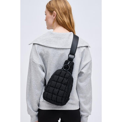 Woman wearing Black Urban Expressions Bristol Sling Backpack 840611128270 View 1 | Black