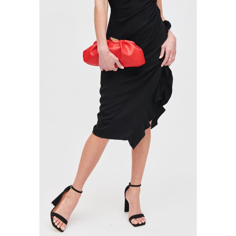 Woman wearing Red Urban Expressions Welma Clutch 840611107282 View 3 | Red