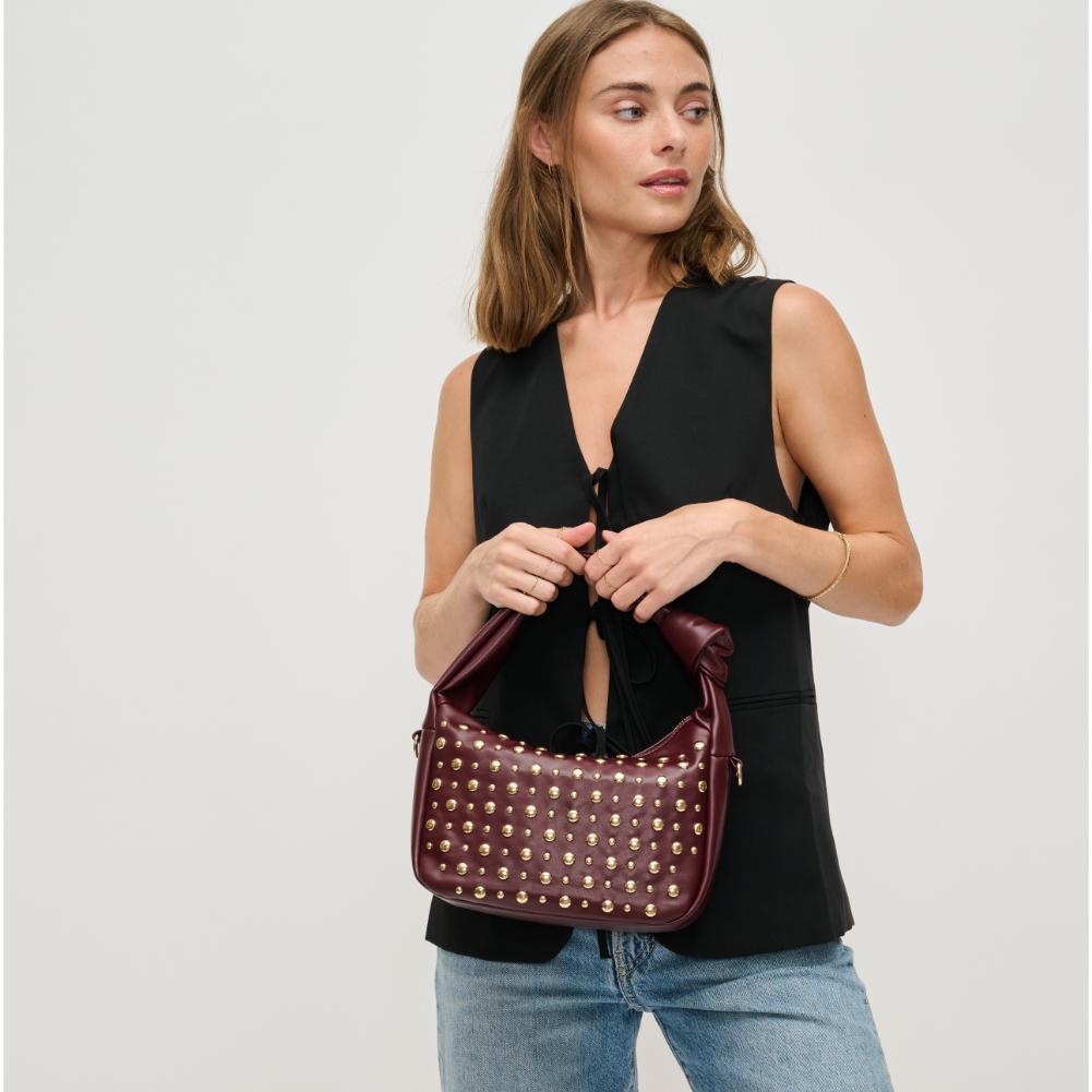 Woman wearing Wine Urban Expressions Lennox Crossbody 840611194183 View 3 | Wine