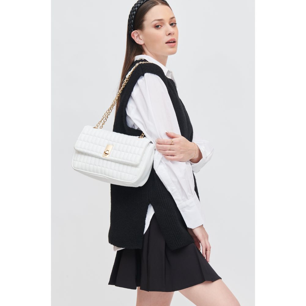 Woman wearing White Urban Expressions Farah Crossbody 840611107114 View 1 | White