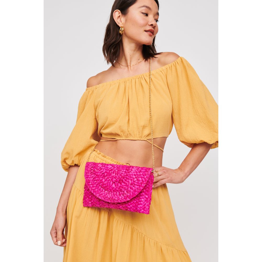 Woman wearing Magenta Urban Expressions Aegean Clutch 840611100771 View 1 | Magenta