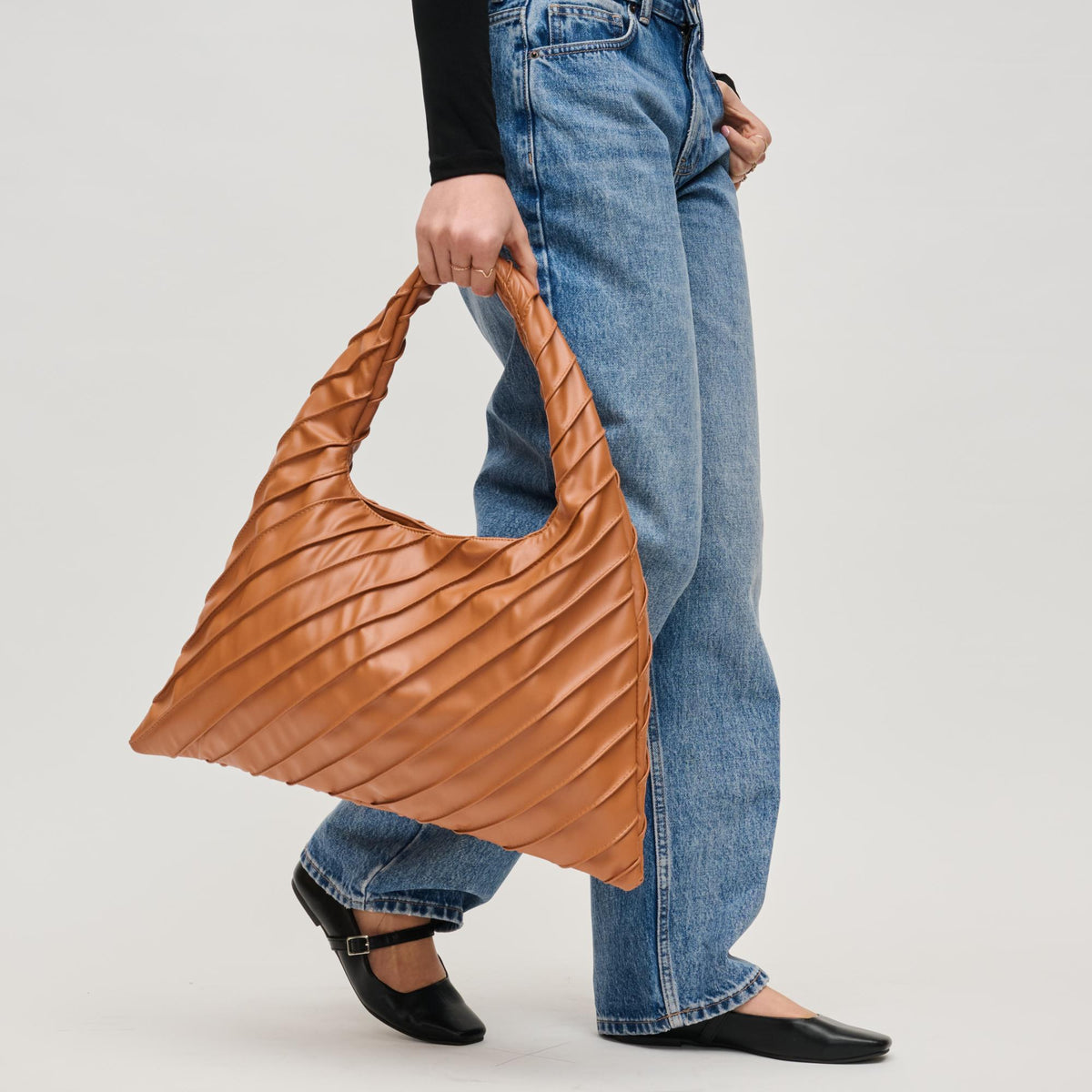 Woman wearing Tan Urban Expressions Allie Hobo 840611156860 View 2 | Tan