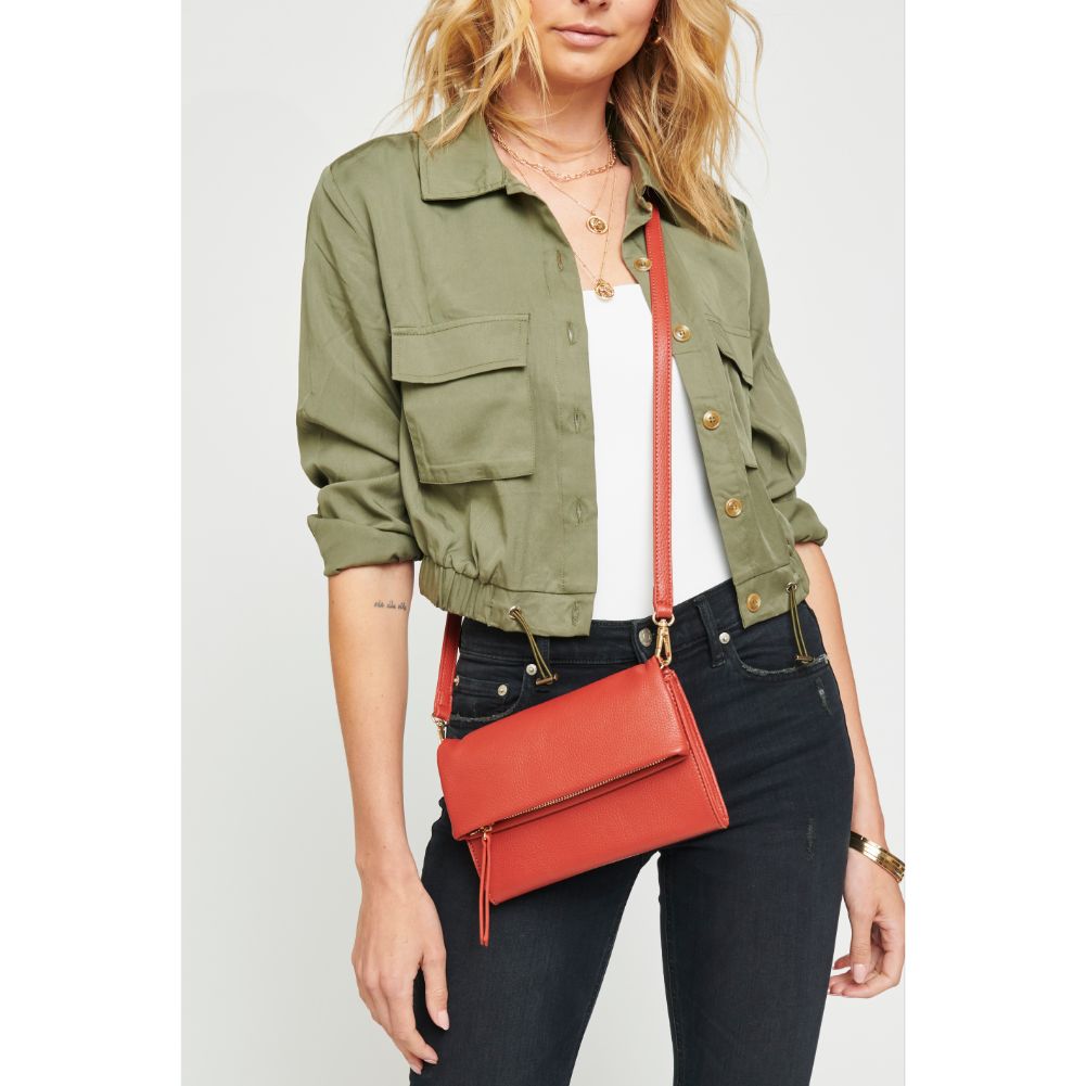 Woman wearing Rust Urban Expressions Bree Crossbody 840611174765 View 2 | Rust