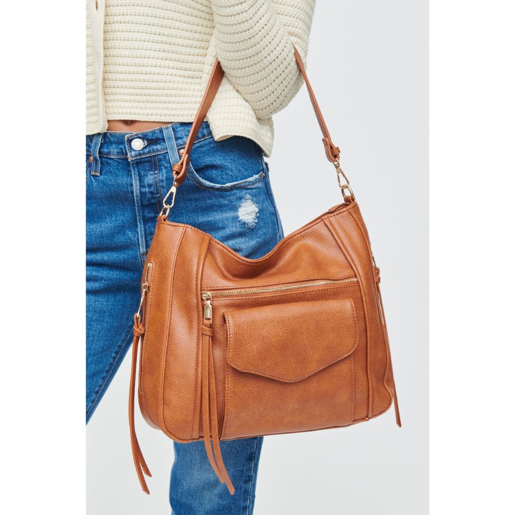 Woman wearing Tan Urban Expressions Brooke Hobo 840611107978 View 1 | Tan