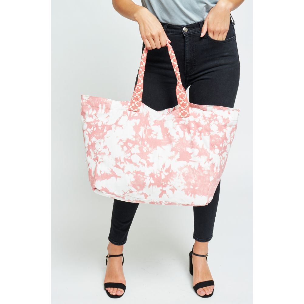 Woman wearing Pink Urban Expressions Marbella Tote 840611179005 View 2 | Pink