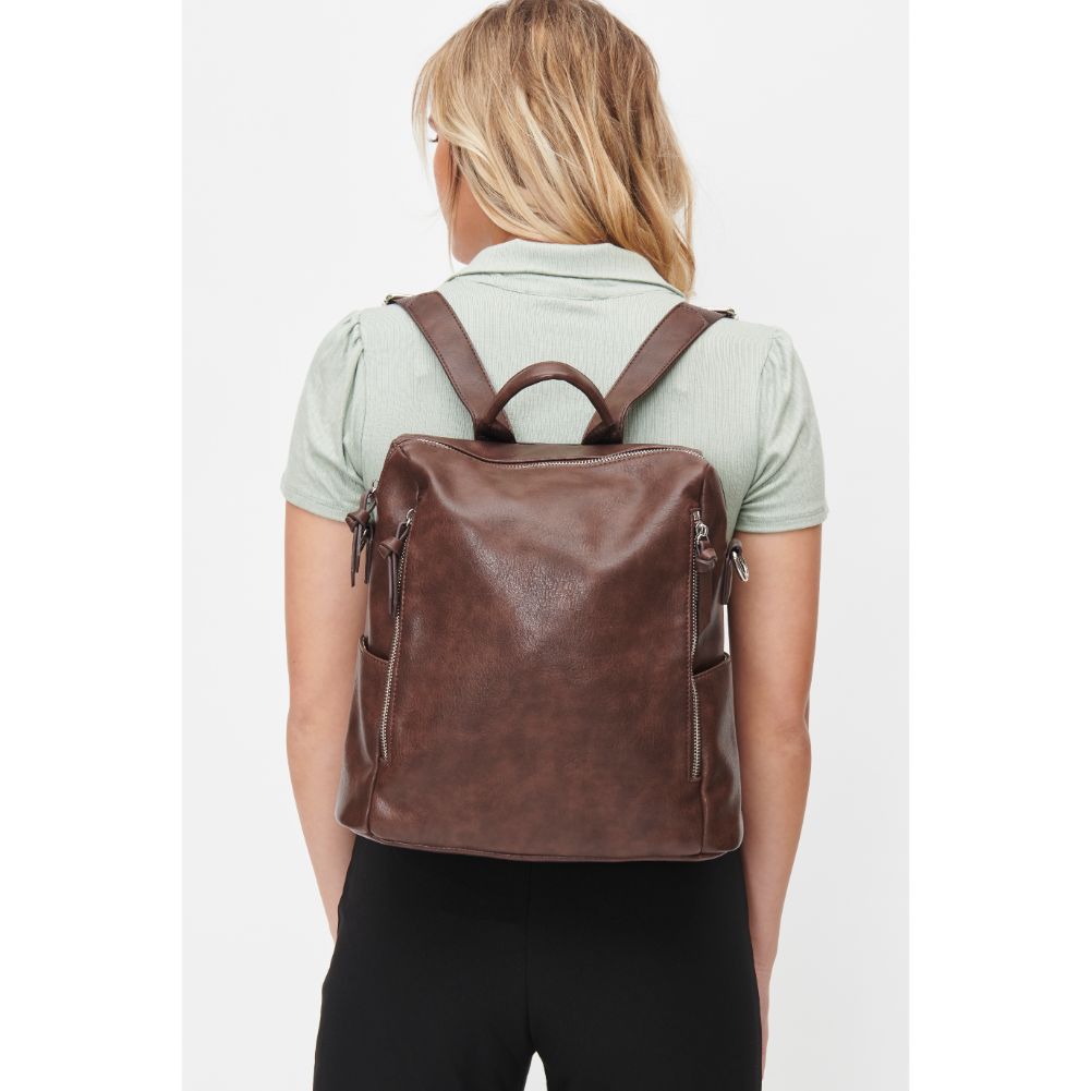 Woman wearing Espresso Urban Expressions Edie Backpack 818209010313 View 1 | Espresso