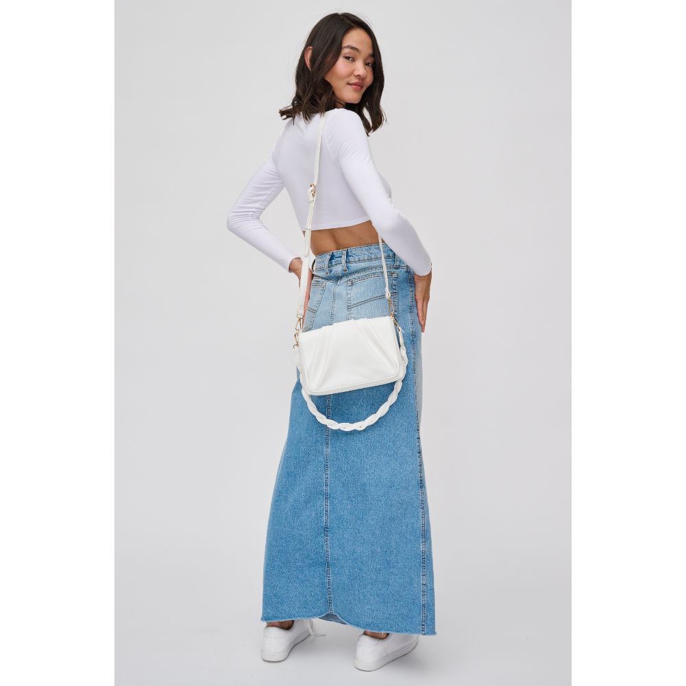 Woman wearing White Urban Expressions Aimee Crossbody 840611124562 View 3 | White