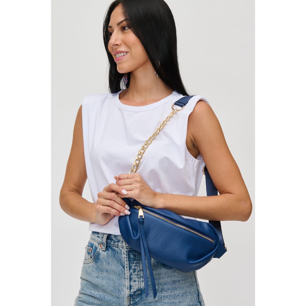 Woman wearing Indigo Urban Expressions Celine Belt Bag 840611113856 View 3 | Indigo