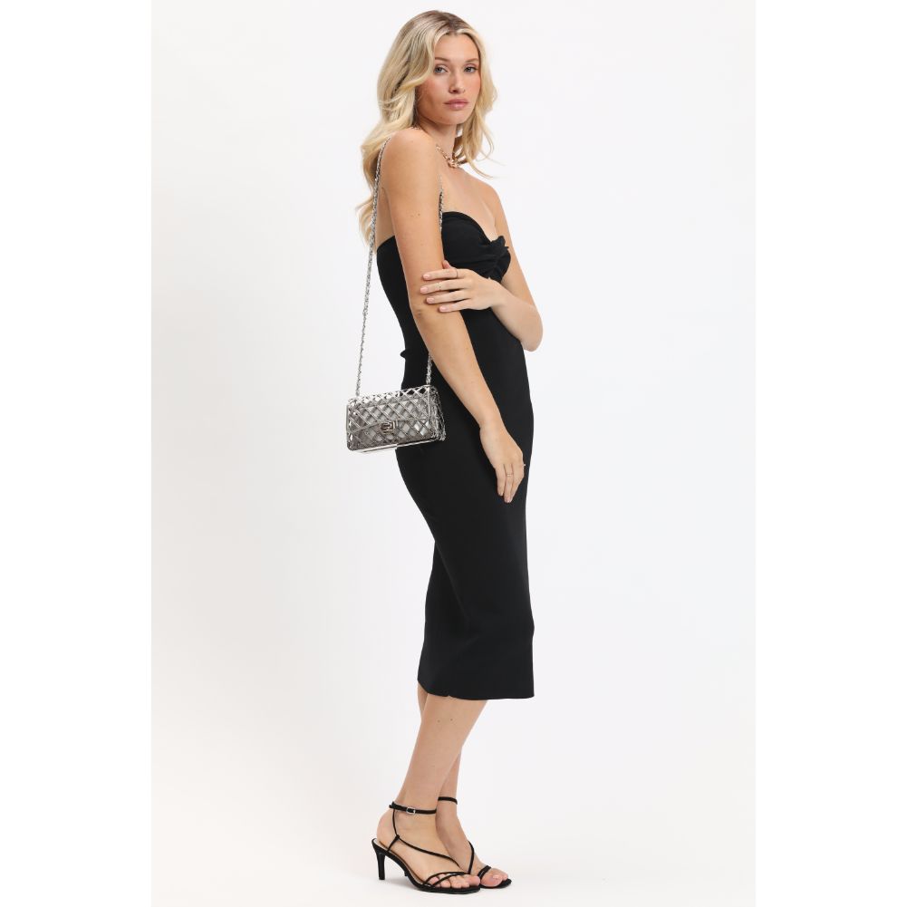 Woman wearing Silver Urban Expressions Georgina Evening Bag 840611116734 View 2 | Silver