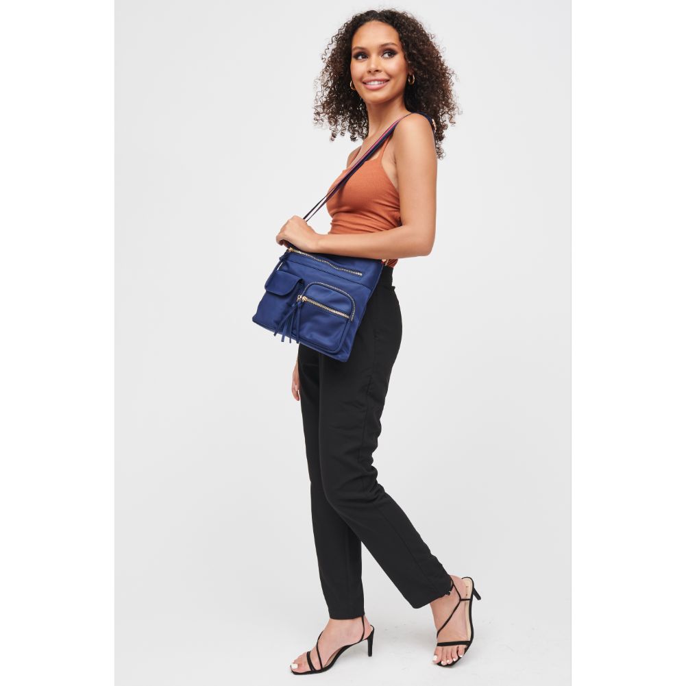 Woman wearing Midnight Urban Expressions Shay Messenger 840611182852 View 4 | Midnight