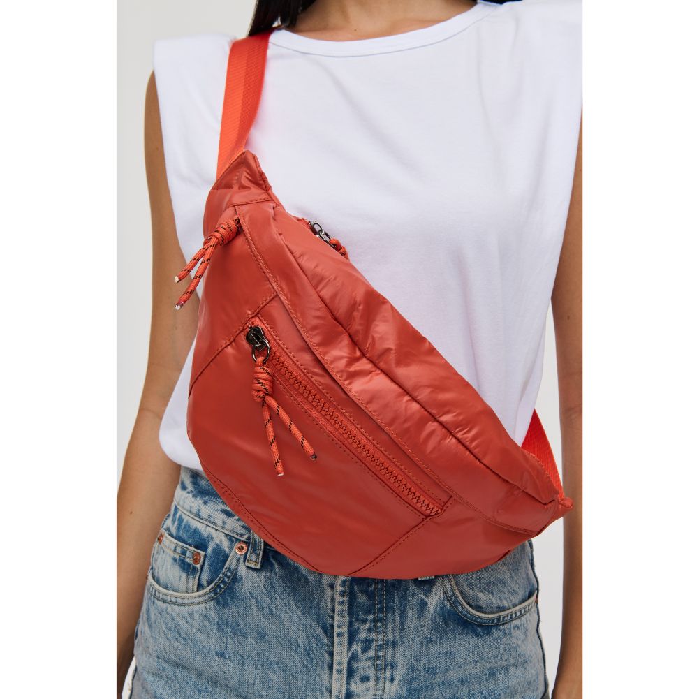 Woman wearing Rust Urban Expressions Laurence - Nylon Belt Bag 840611114860 View 1 | Rust