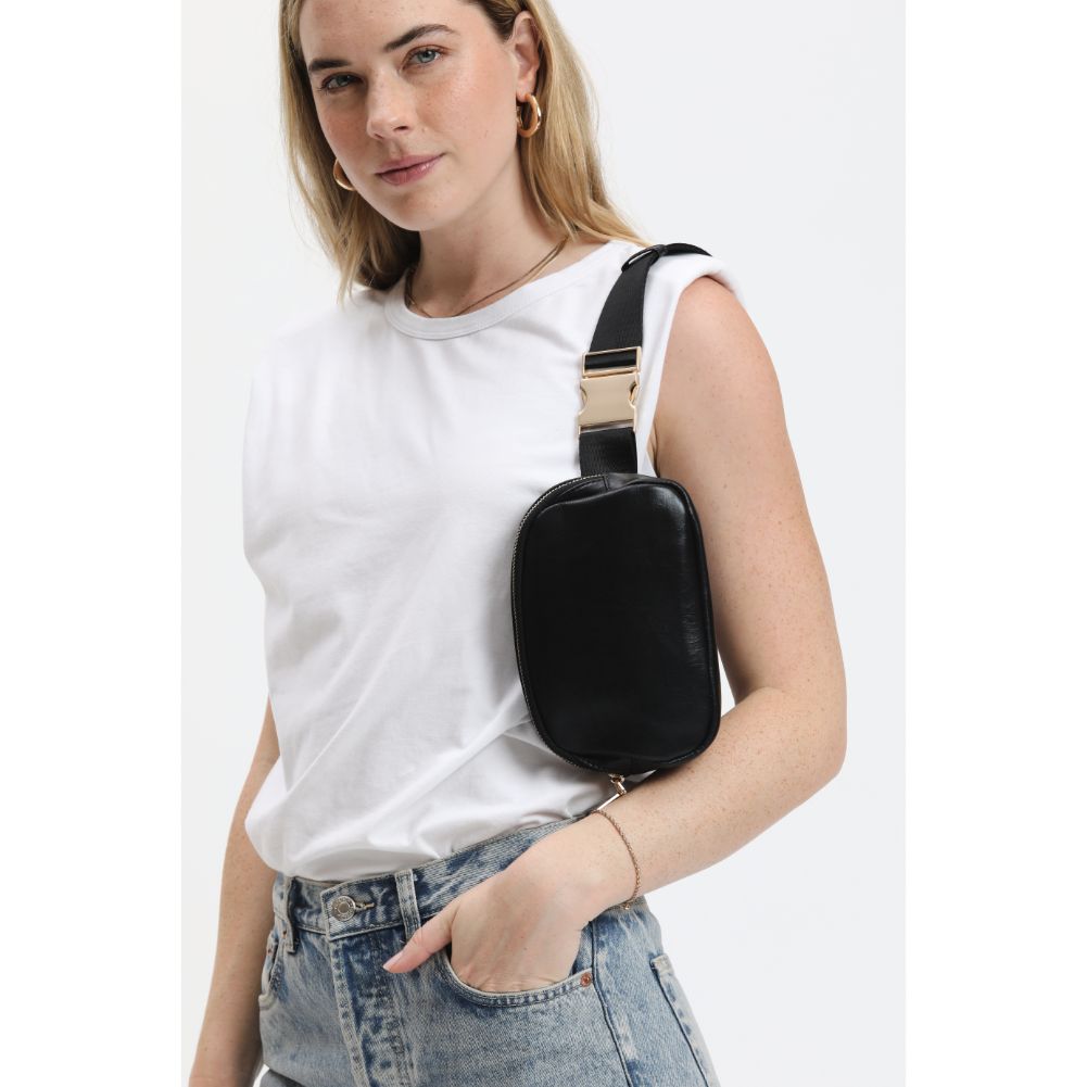 Woman wearing Black Urban Expressions Santi Belt Bag 840611190413 View 3 | Black