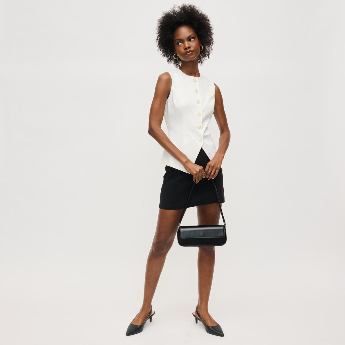 Woman wearing Black Urban Expressions Bailey Shoulder Bag 840611145956 View 3 | Black