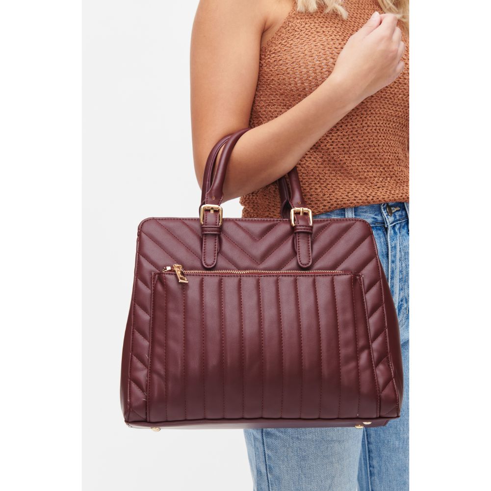 Woman wearing Espresso Urban Expressions Keegan Satchel 840611101327 View 1 | Espresso