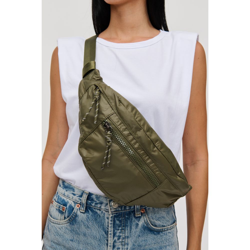 Woman wearing Olive Urban Expressions Laurence - Nylon Belt Bag 840611114853 View 1 | Olive