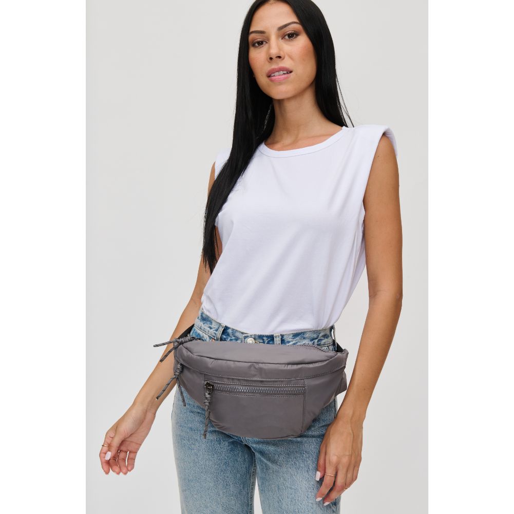 Woman wearing Carbon Urban Expressions Laurence - Nylon Belt Bag 840611114846 View 2 | Carbon