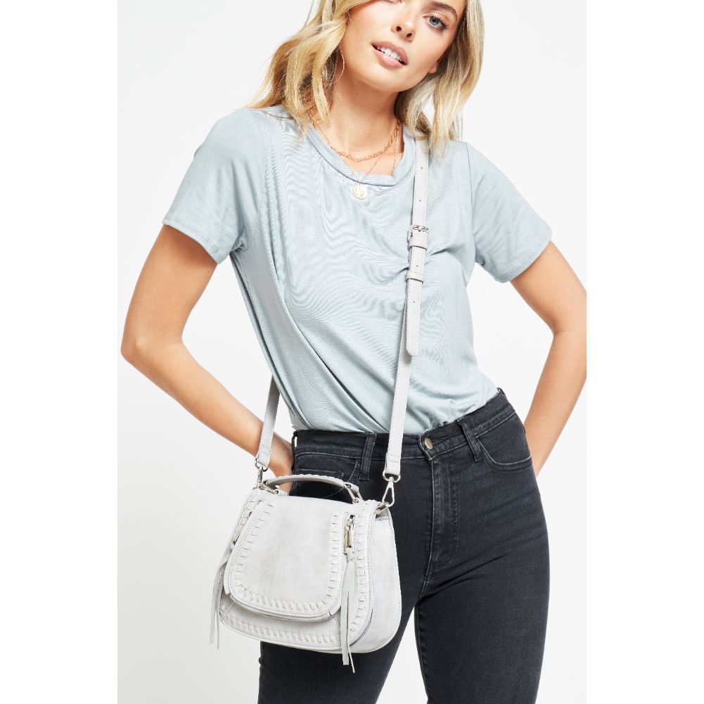 Woman wearing Dove Grey Urban Expressions Khloe - Mini Crossbody 840611176592 View 2 | Dove Grey