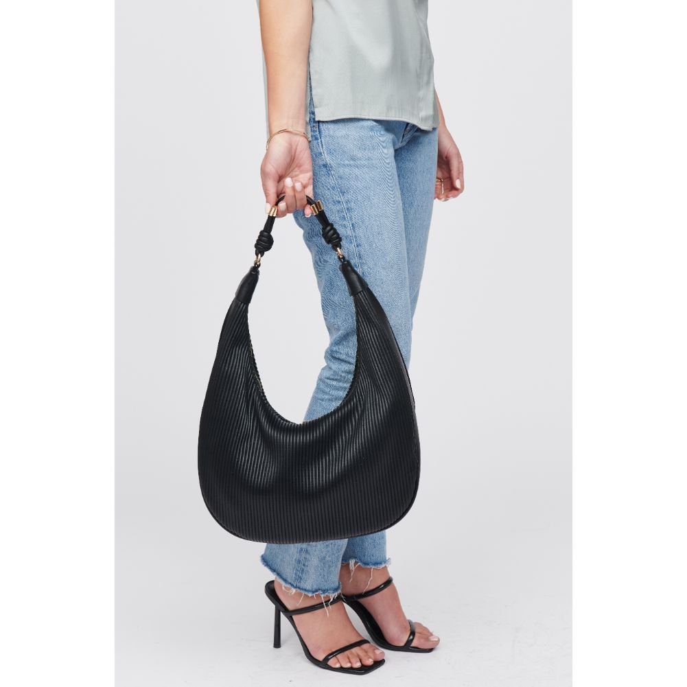 Woman wearing Black Urban Expressions Ashely Hobo 818209016940 View 2 | Black