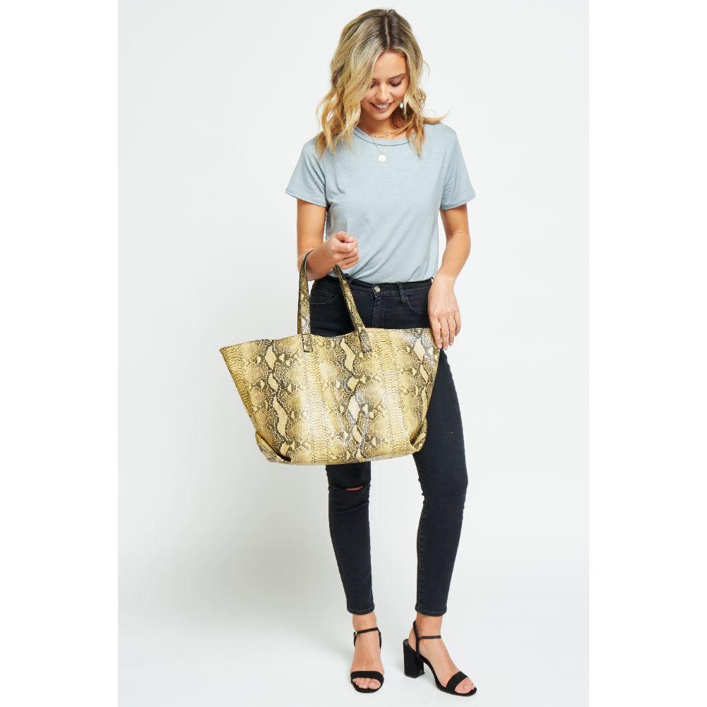 Woman wearing Mustard Urban Expressions Mylah Tote 840611176455 View 2 | Mustard