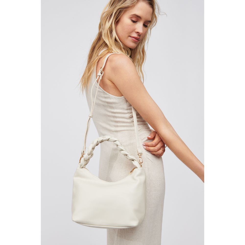 Woman wearing Oatmilk Urban Expressions Laura Shoulder Bag 818209016698 View 2 | Oatmilk