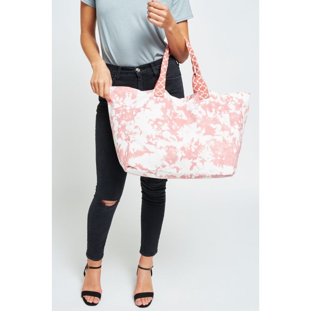 Woman wearing Pink Urban Expressions Marbella Tote 840611179005 View 1 | Pink