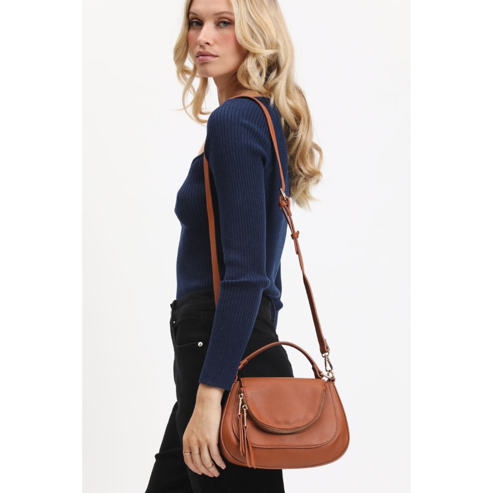 Woman wearing Tan Urban Expressions Piper Crossbody 840611120830 View 1 | Tan