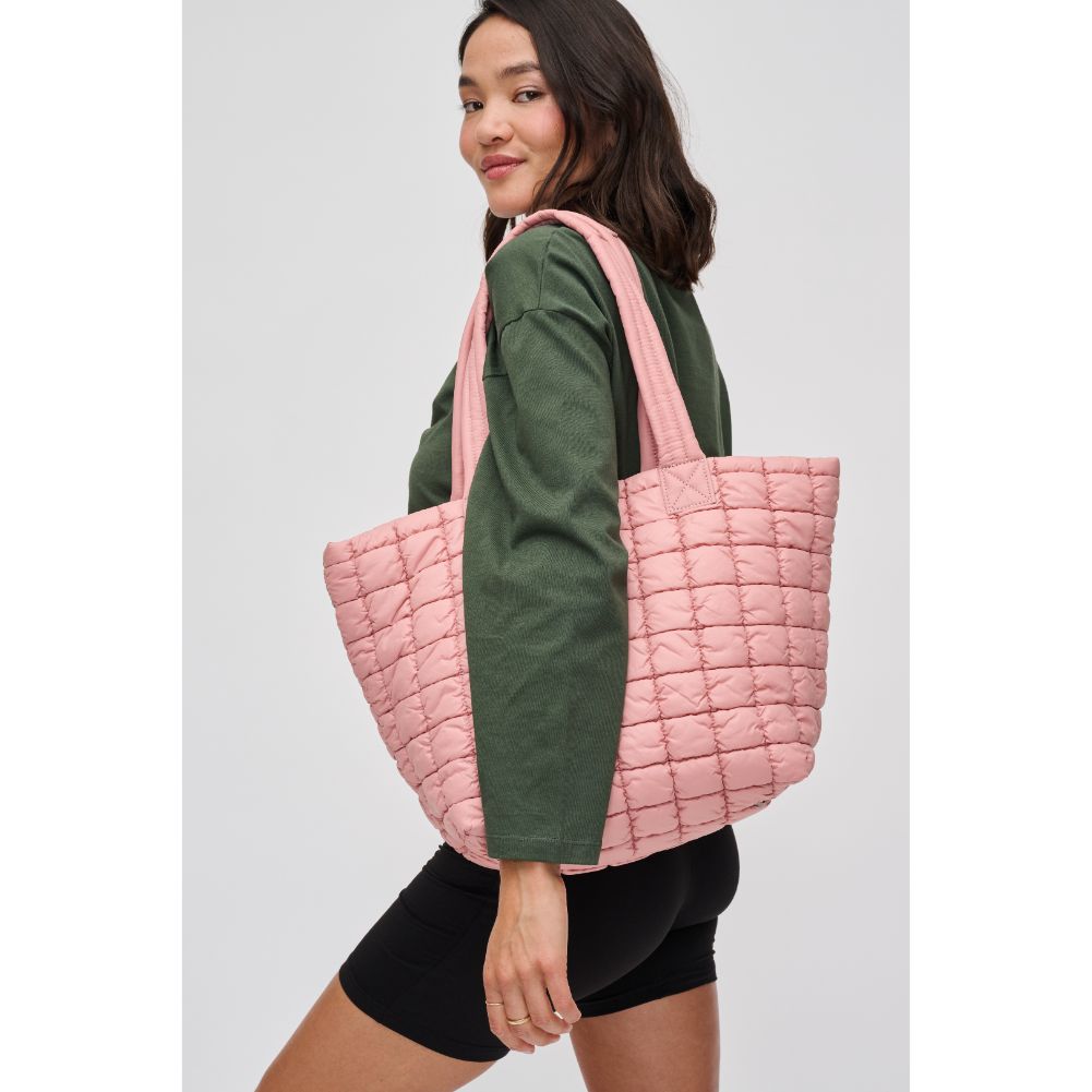 Woman wearing Pastel Pink Urban Expressions Breakaway - Puffer Tote 840611119872 View 2 | Pastel Pink