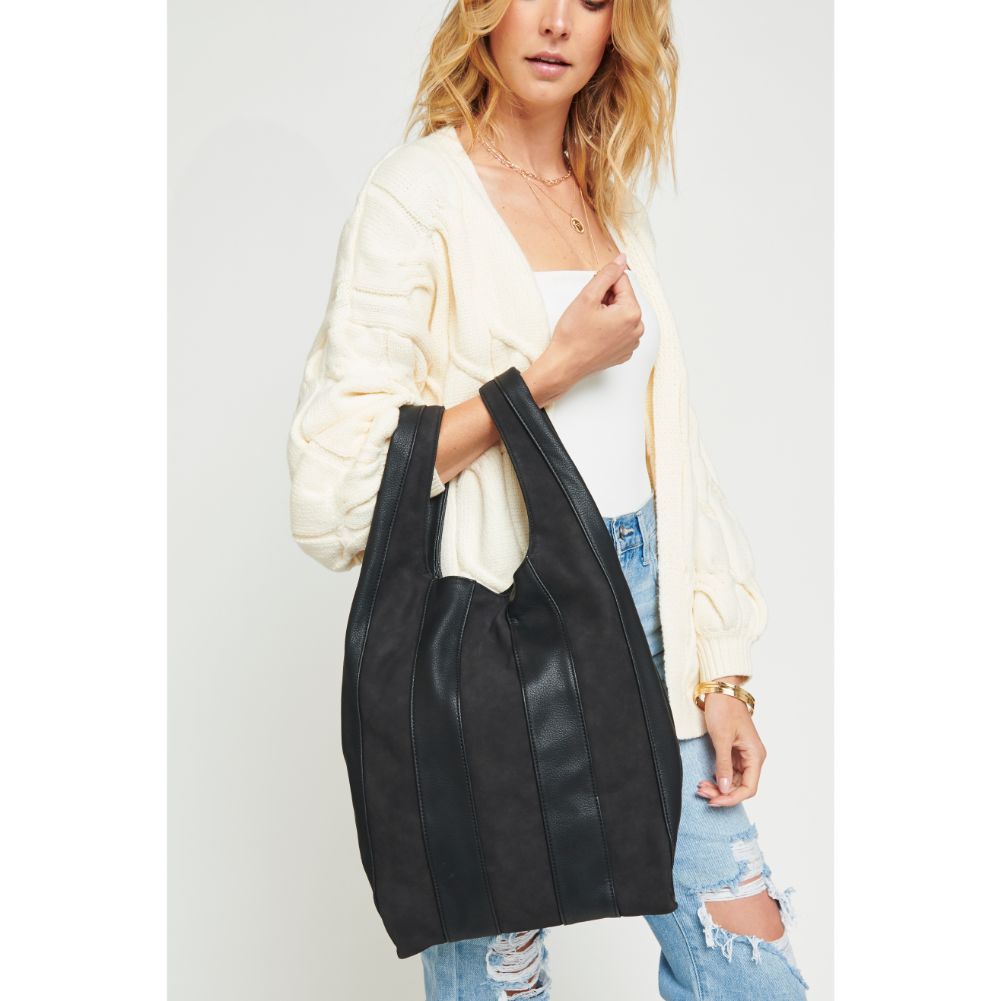 Woman wearing Black Urban Expressions Rocco Hobo 840611157362 View 3 | Black