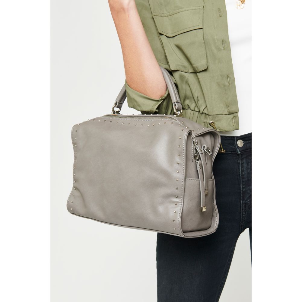 Woman wearing Grey Urban Expressions Madden Satchel 840611153753 View 2 | Grey