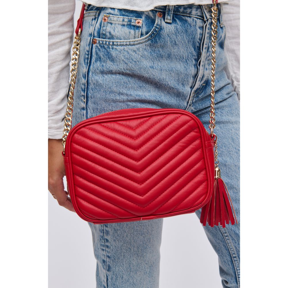 Woman wearing Red Urban Expressions Elodie Crossbody 840611112293 View 4 | Red