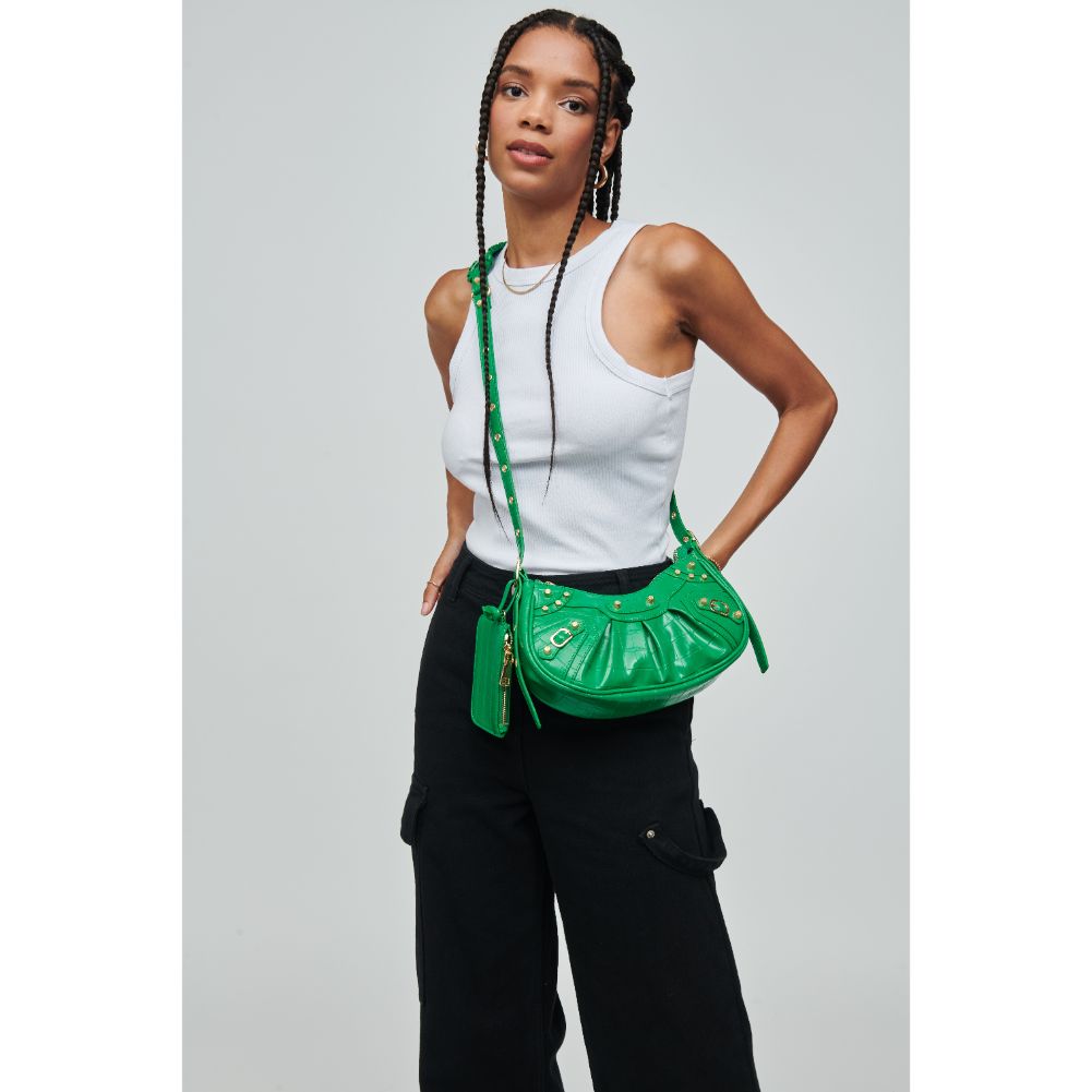 Woman wearing Kelly Green Urban Expressions Bellatrix Crossbody 840611110039 View 4 | Kelly Green