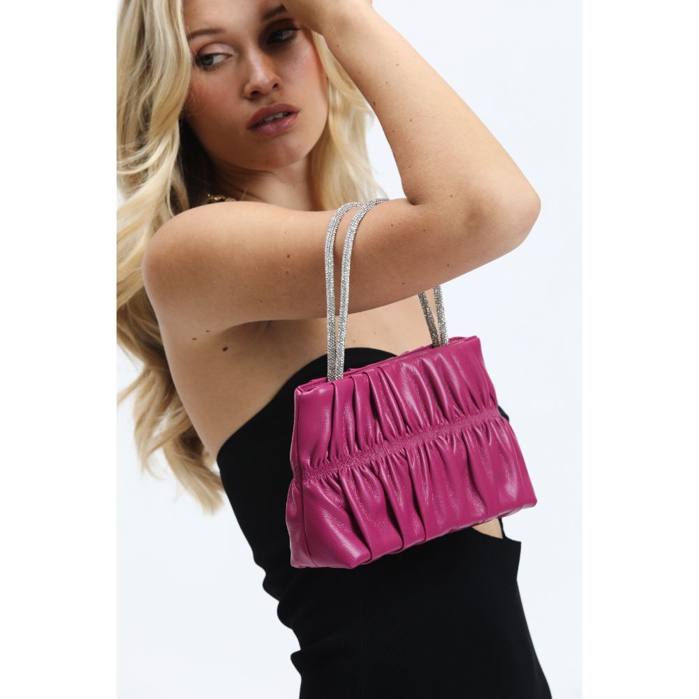 Woman wearing Magenta Urban Expressions Daisy Evening Bag 840611190086 View 4 | Magenta