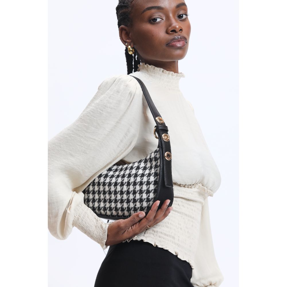 Woman wearing Black White Urban Expressions Rhoda Crossbody 840611120601 View 1 | Black White