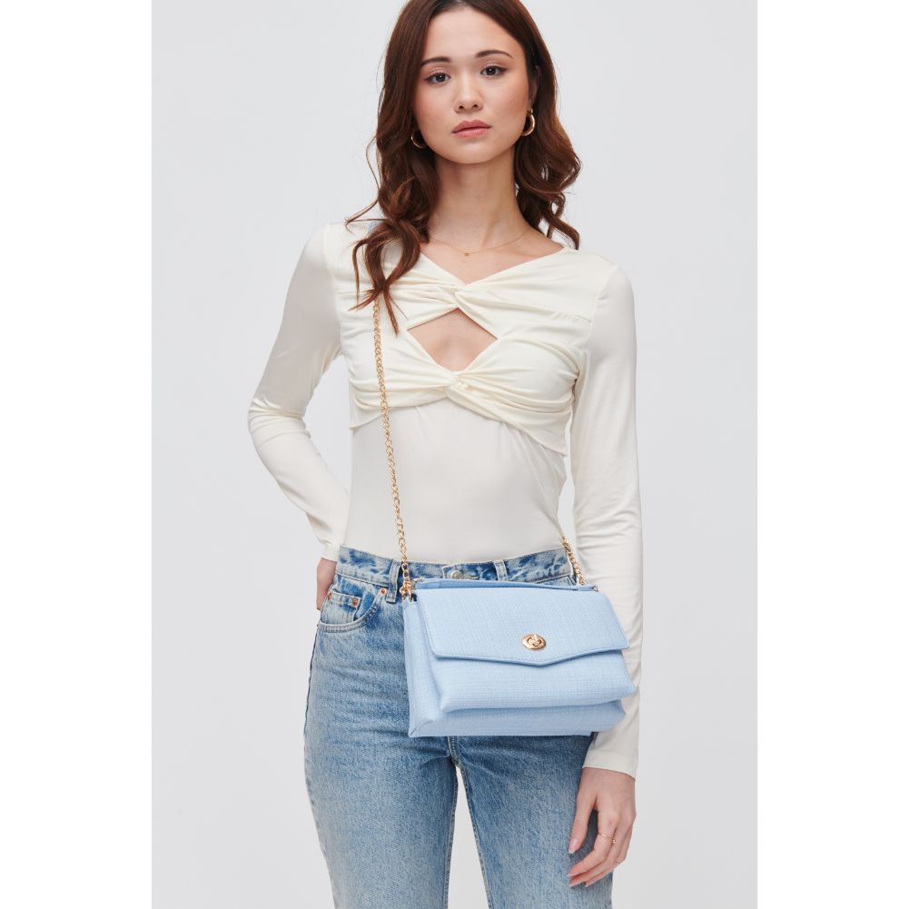 Woman wearing Sky Blue Urban Expressions Wrenlee Crossbody 840611118417 View 1 | Sky Blue