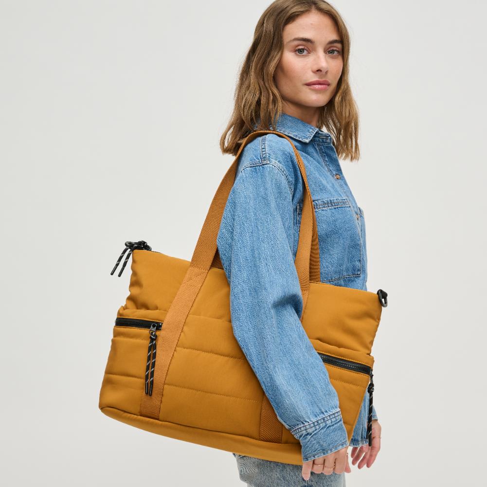 Woman wearing Mustard Urban Expressions Jessi Tote 840611141170 View 1 | Mustard