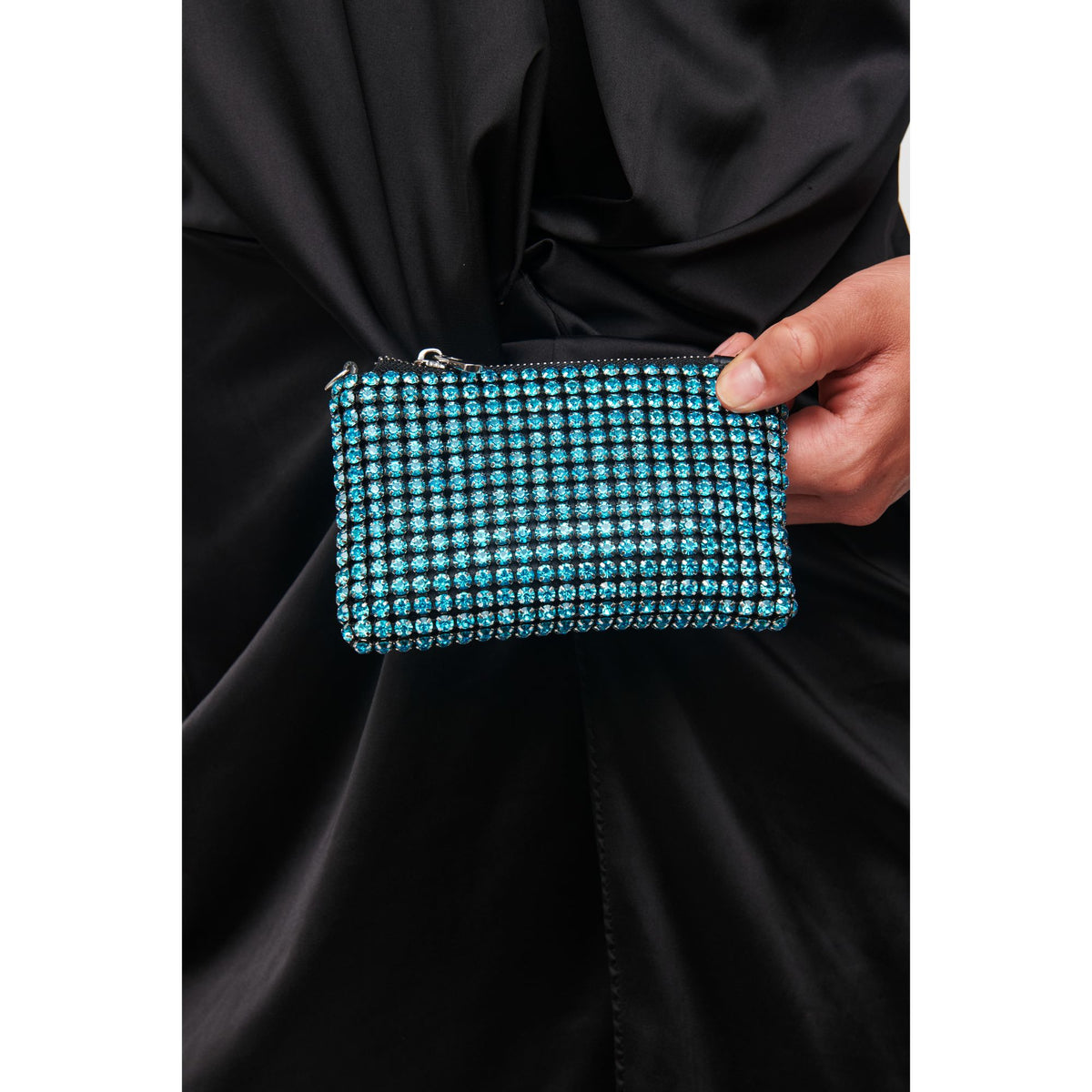 Woman wearing Blue Urban Expressions Christina Evening Bag 818209012805 View 1 | Blue