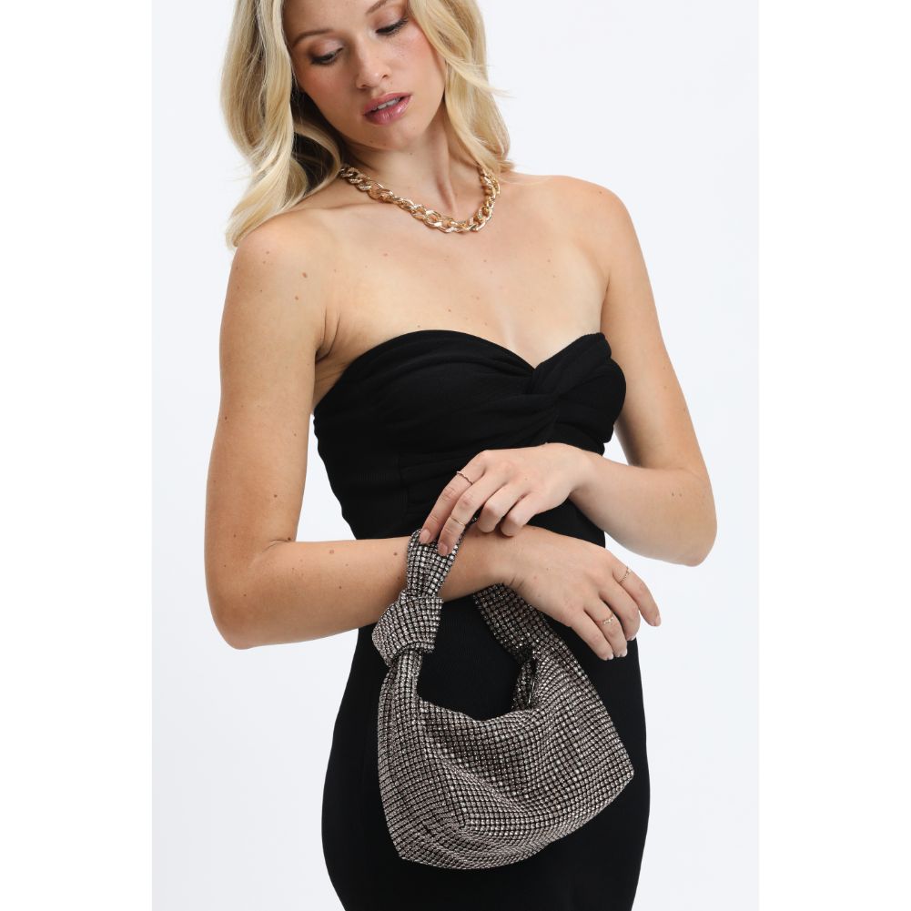 Woman wearing Chocolate Urban Expressions Quinn Evening Bag 840611114068 View 1 | Chocolate